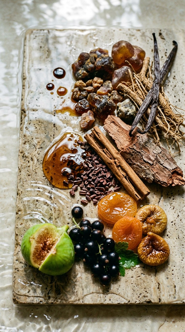cedar shavings, sandalwood and moss on slate