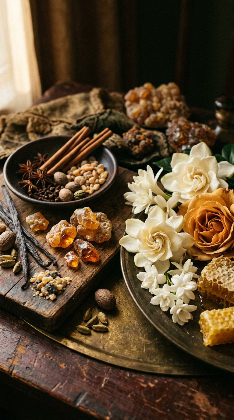 jasmine buds and dried tea leaves on pale marble