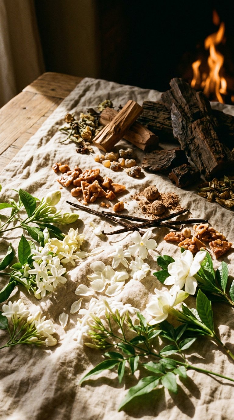 white musk, cotton and pale amber on warm stone