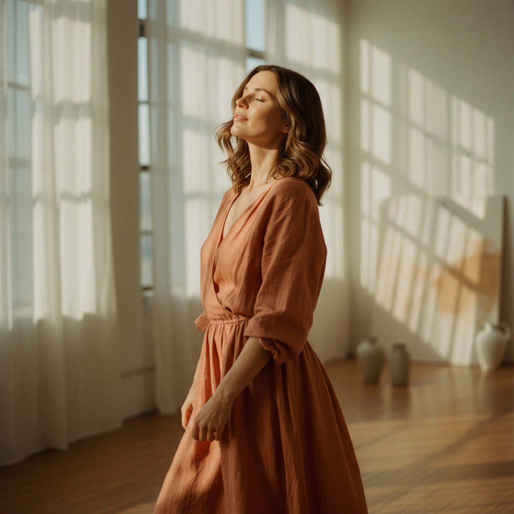 Editorial photograph evoking how Mood Canvas feels when worn