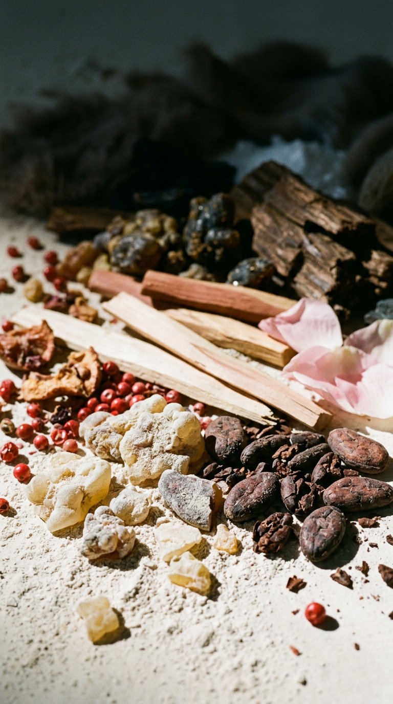 cedar shavings, sandalwood and moss on slate