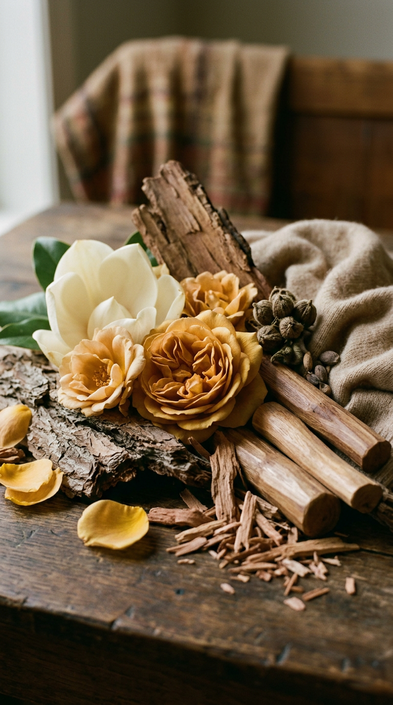 white musk, cotton and pale amber on warm stone